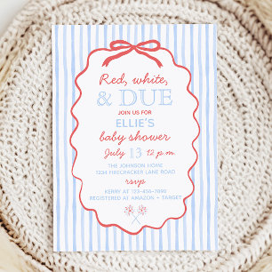 Röd Vit och Väntas Baby Shower Inbjudan