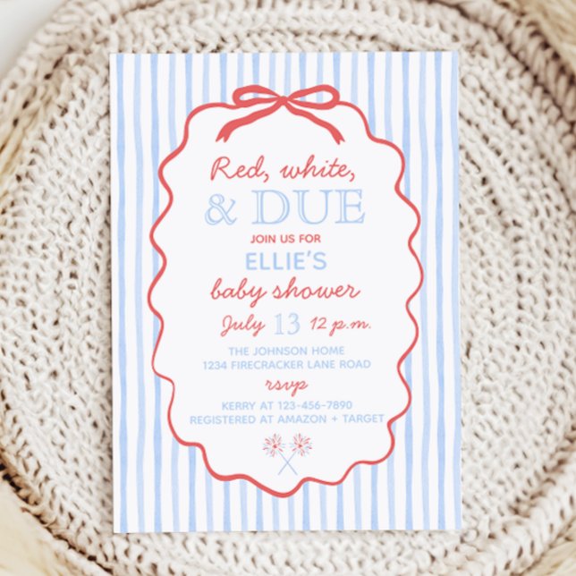 Röd Vit och Väntas Baby Shower Inbjudan (Skapare uppladdad)