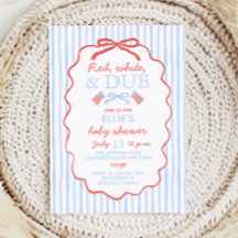 Röd Vit och Väntas Baby Shower Inbjudan