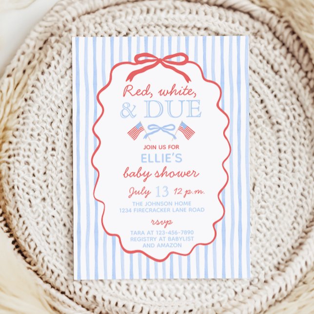 Röd Vit och Väntas Baby Shower Inbjudan (Skapare uppladdad)