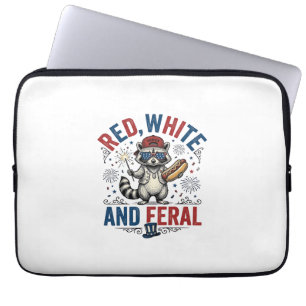 Röd Vit och Vild Patriotisk Tvättbjörn Tröja_1 Laptop Fodral