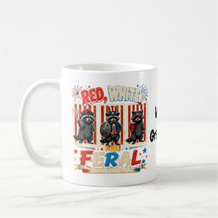Röd Vit och Vild Patriotisk Tvättbjörnsfest Konst Kaffemugg