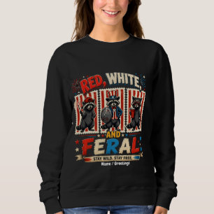 Röd Vit och Vild Patriotisk Tvättbjörnsfest Konst T Shirt