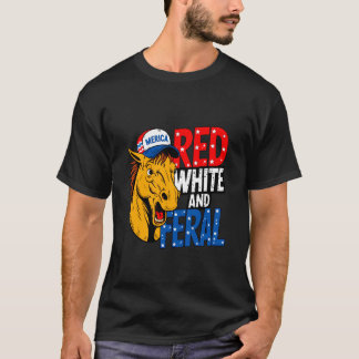 Röd Vit Och Vild - Patriotisk USA Häst Merica 4 T Shirt
