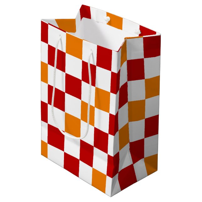 Röd vit orange rutig mönsterdesign  (Framsidan Vinklad)