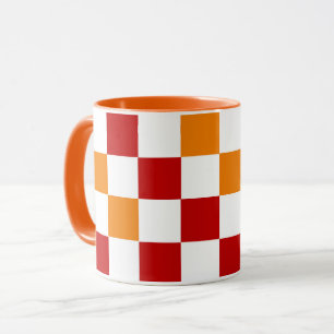 Röd vit orange rutig mönsterdesign mugg