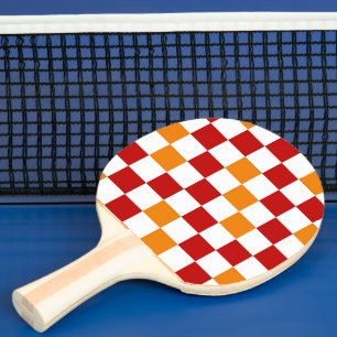 Röd vit orange rutig mönsterdesign pingisracket