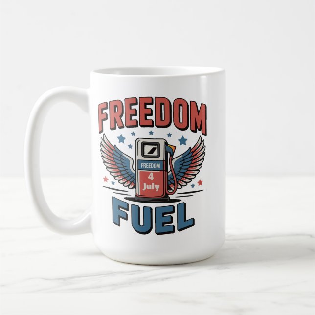 Röd Vit & Påfylld Patriotisk 4:e Juli  Kaffemugg (Vänster)