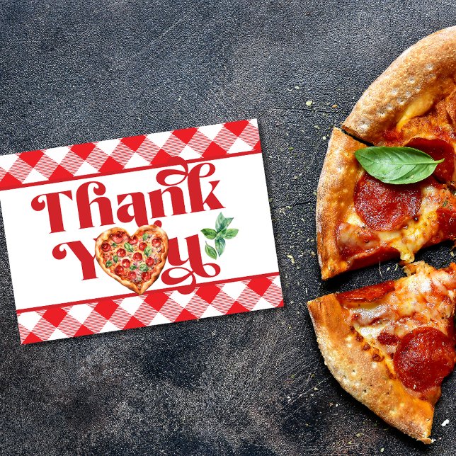 Röd Vit Pizza-tema  Tack Kort (Skapare uppladdad)