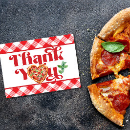 Röd Vit Pizza-tema  Tack Kort