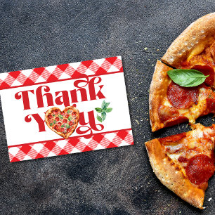Röd Vit Pizza-tema  Tack Kort