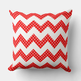 Röd Vit Prickar Chevron Dekorativ Kuddöverdrag Kudde
