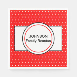 Röd Vit Prickig Familjeåterträff Pappersservett