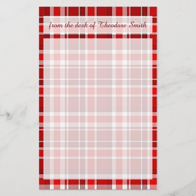 Röd vit PWT Tartan Brevpapper (Framsida)
