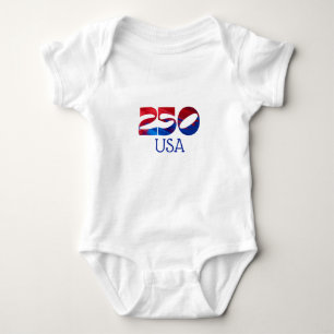 Röd Vit Rand Blå Stjärnor Amerika 250 Födelsedag T Shirt