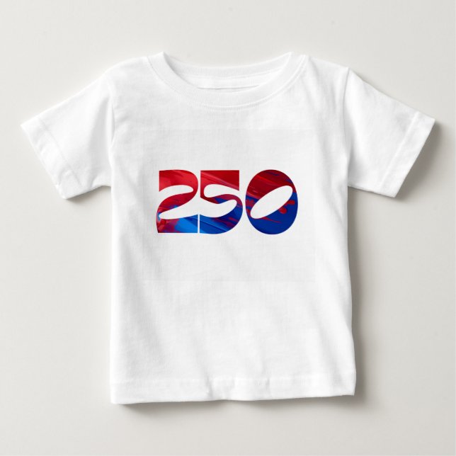 Röd Vit Rand Blå Stjärnor Amerika 250 Födelsedag T Shirt (Framsida)