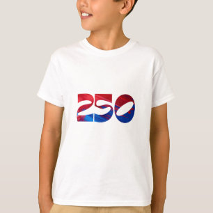 Röd Vit Rand Blå Stjärnor Amerika 250 Födelsedag T Shirt
