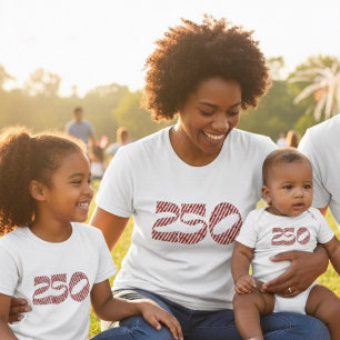 Röd Vit Randig Blå Stjärnor Amerika 250-årsdag T Shirt
