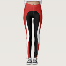 Röd/vit/röd/svart Mönster Leggings