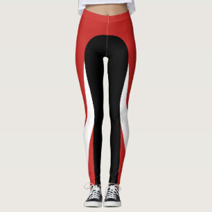 Röd/vit/röd/svart Mönster Leggings