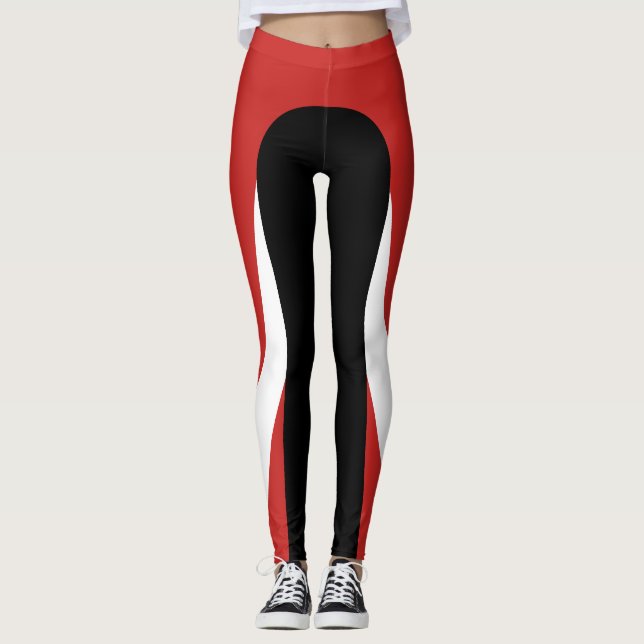 Röd/vit/röd/svart Mönster Leggings (Framsida)