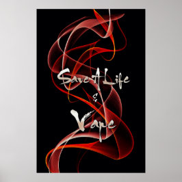 Röd vit rök Spara - ett liv och en formtryckning Poster