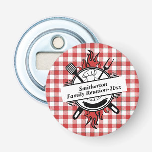Röd vit rutig grillfest Familjeåterträff Flasköppnare