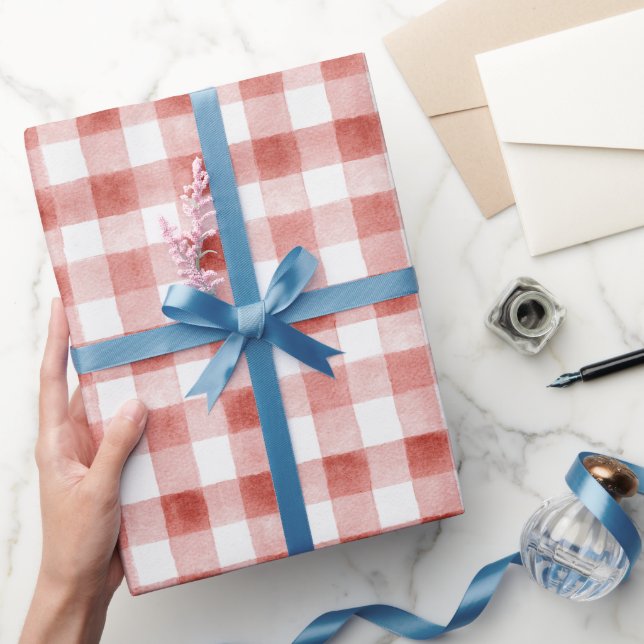 Röd Vit Rutig Rand Födelsedag Presentpapper (Gifting)