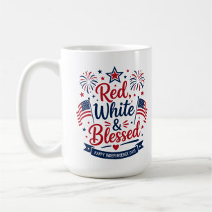 Röd, Vit & Salig 4:e Juli Patriotisk Kaffemugg