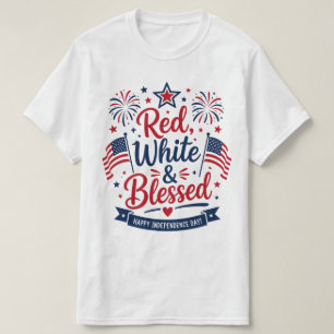 Röd, Vit & Salig 4:e Juli Patriotisk T Shirt
