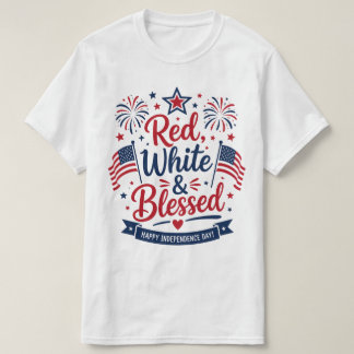 Röd, Vit & Salig 4:e Juli Patriotisk T Shirt