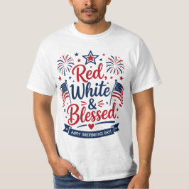 Röd, Vit & Salig 4:e Juli Patriotisk T Shirt