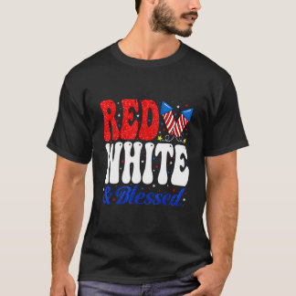Röd Vit Salig 4:e Juli Patriotisk T Shirt