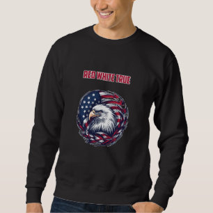 Röd Vit Sann Patriotisk Amerikansk Flaggdesign Lång Ärmad Tröja