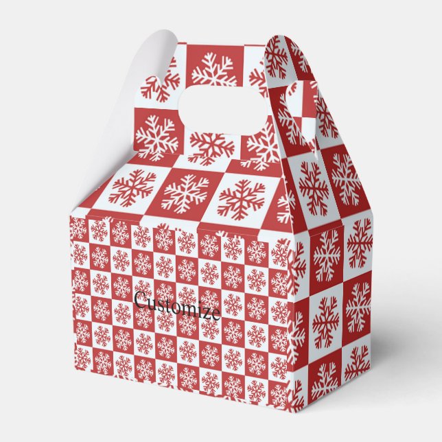 Röd/vit schwflake mönster presentaskar (Framsidan Sidan)