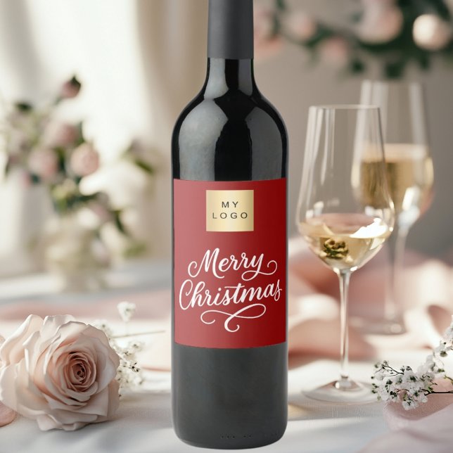 Röd vit skrift affär jul vinflaska etikett (Skapare uppladdad)