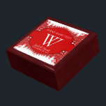 Röd Vit Snäcka Snöre-årsdagen Bröllop Gift Box Minnesask<br><div class="desc">Bröllop Gift box: Unik och Snyggt fractal red snöre-bågade gräns på vitt - Exquisite och elegant personligt bröllp, årsdag eller förlovning närvarande. Anpassa med namn, årsdag och monogram eller siffror - som är gjorda i en underbar presentlåda av trä till behållans trinketer, smyckeskrin för dina speciella nyckelköer. Gör en underbar...</div>