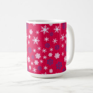Röd Vit Snöflinga Julmönster Kaffemugg