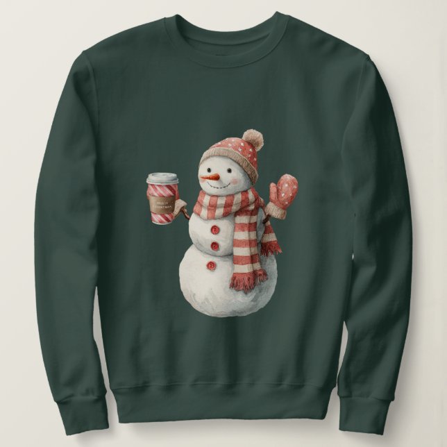 Röd Vit Snömannen Jul T Shirt (Design framsida)
