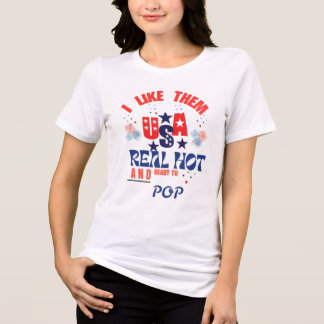 Röd Vit & Sprit Rolig 4:e Juli T-Shirt USA