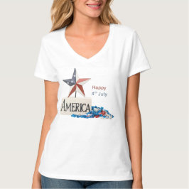 Röd Vit & Sprit Rolig 4:e Juli T-Shirt USA S