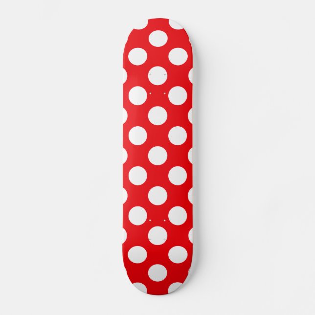 Röd & Vit Stor Prickig Skateboard Bräda 20,5 Cm (Framsida)