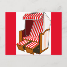 Röd & Vit Strandstols Tema Postkort