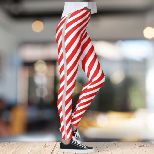 Röd/vit strimling med grått-sidlinje leggings (Skapare uppladdad)