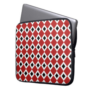 Röd, vit, svart Diamond Mönster Laptop Fodral