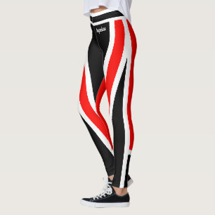Röd vit svart fyrkant leggings