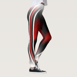 röd+vit+svart leggings