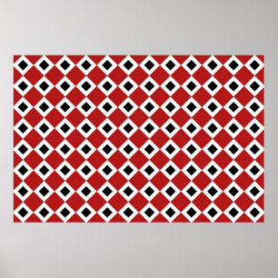 Röd, vit, svart, Mönster Poster