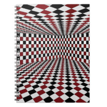Röd Vit Svart Rutigt Rum Optisk Illusion