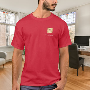 Röd vit teamnamn logotyp företag t shirt